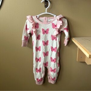 Paris Hilton Pink Butterfly Ruffle Footless Onesie